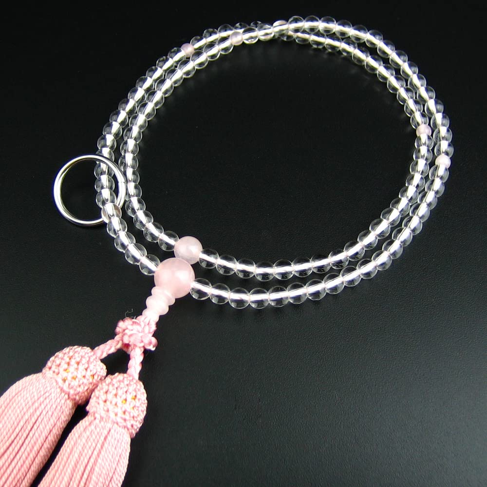 Amazon｜妙蓮花 曹洞宗 数珠 女性用 8寸 本水晶 天然石仕立 銀輪 正絹